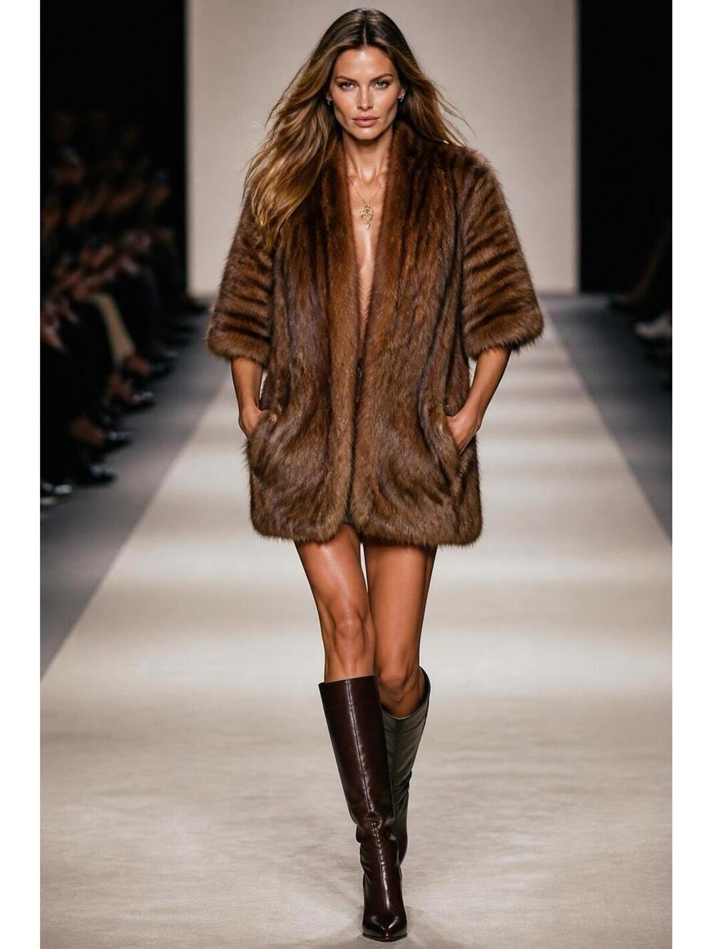 Vintage Brown Mink Fur Shawl Real Fur Evening Formal Bridal
